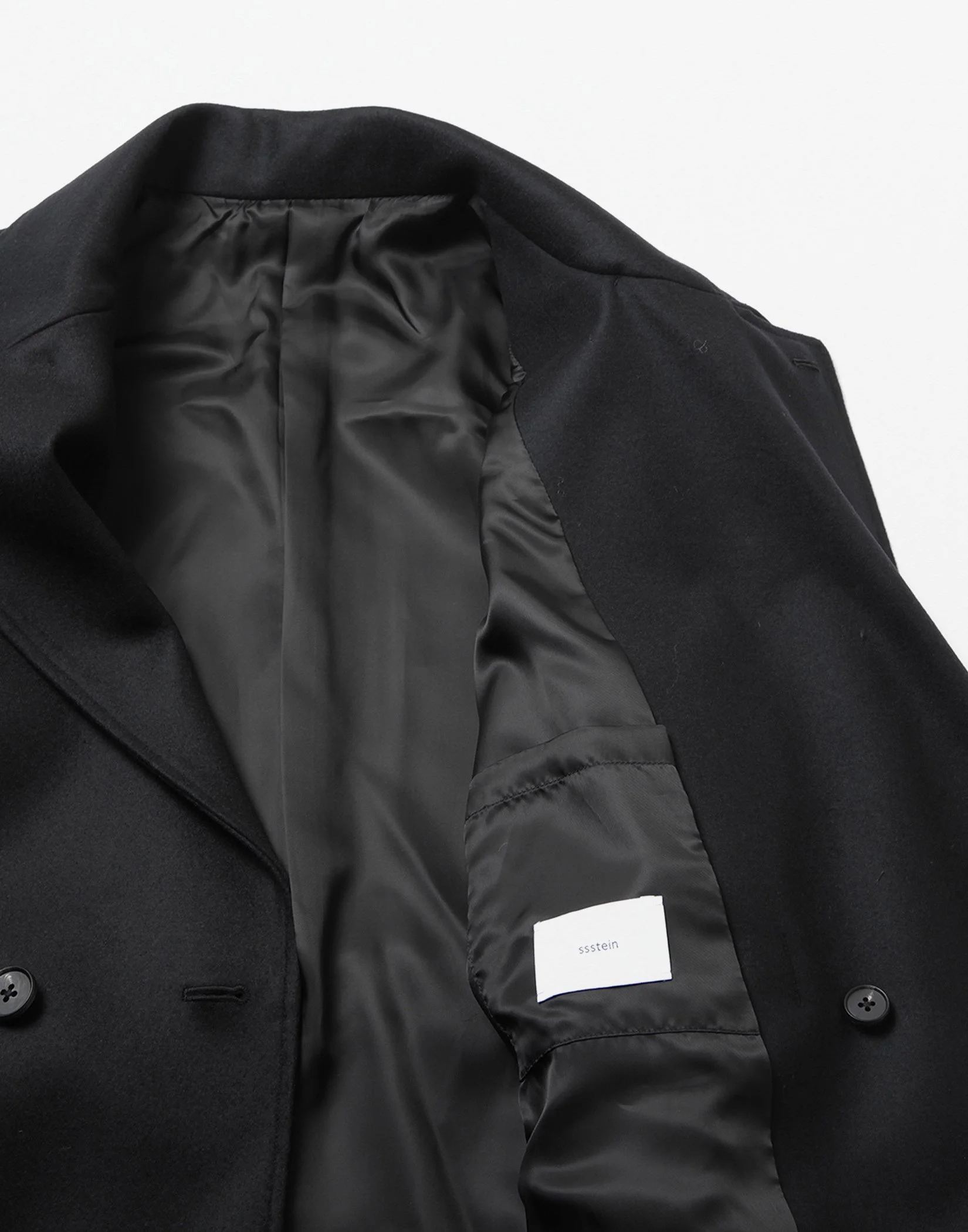 Stein - DOUBLE LAPELED DOUBLE BREASTED COAT (BLACK) — EQUIPMENT